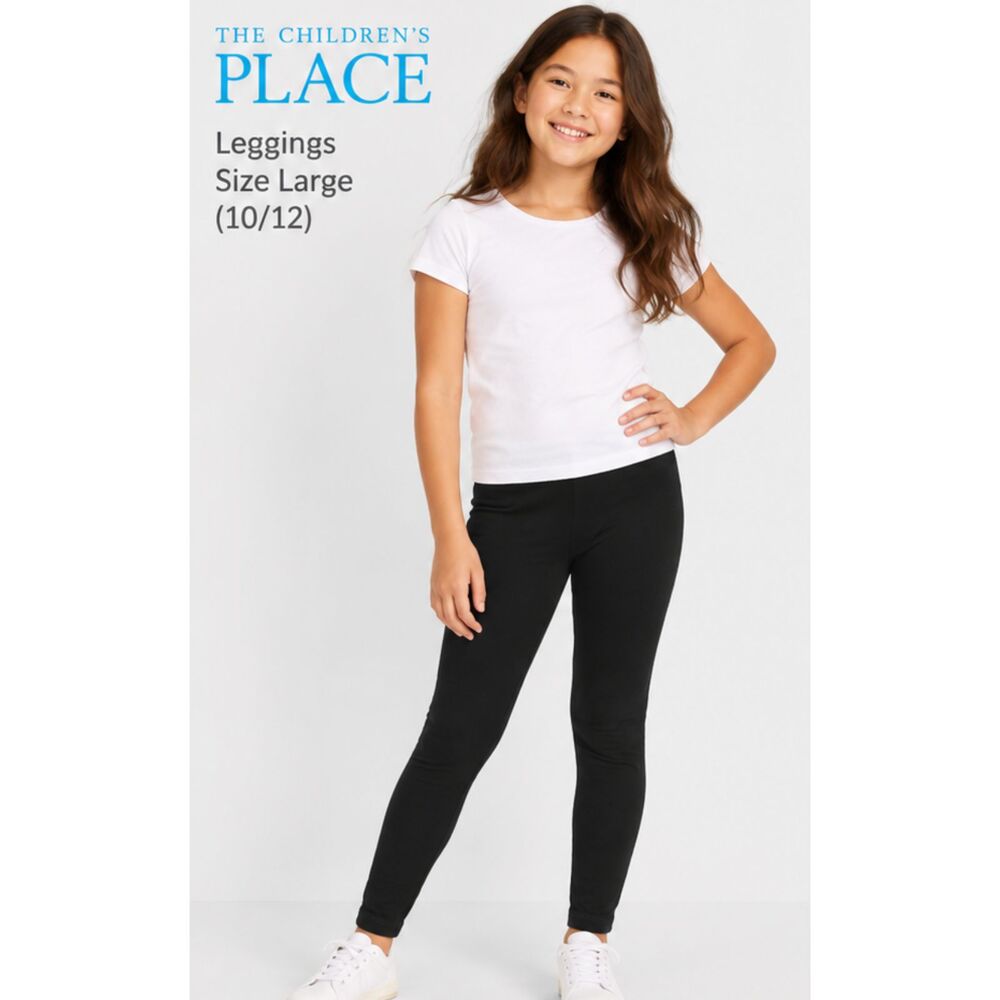 The Children's Place Girls Black Leggings Size L 10/12 Cotton Stretch NWT